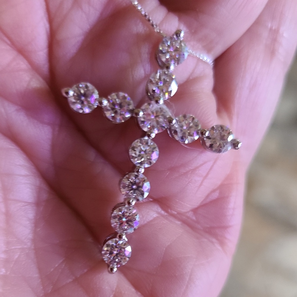 Moissanite Cross Necklace 4.02ctw. - Picture 6 of 12